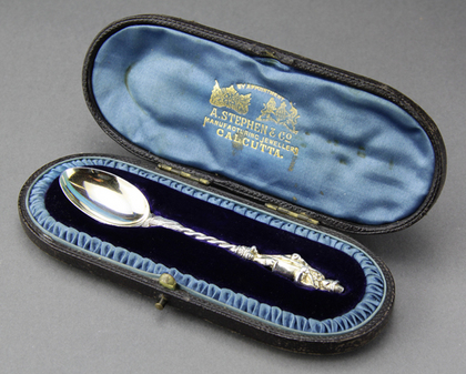 Antique Victorian Silver Gilt Figural Christening Spoon